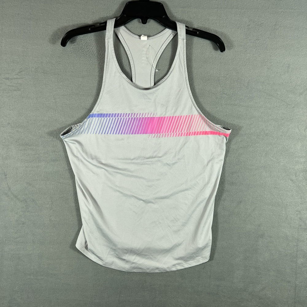 Under Armour Women's LG Grey Racerback Activewear Tank Top Fitted Stripe